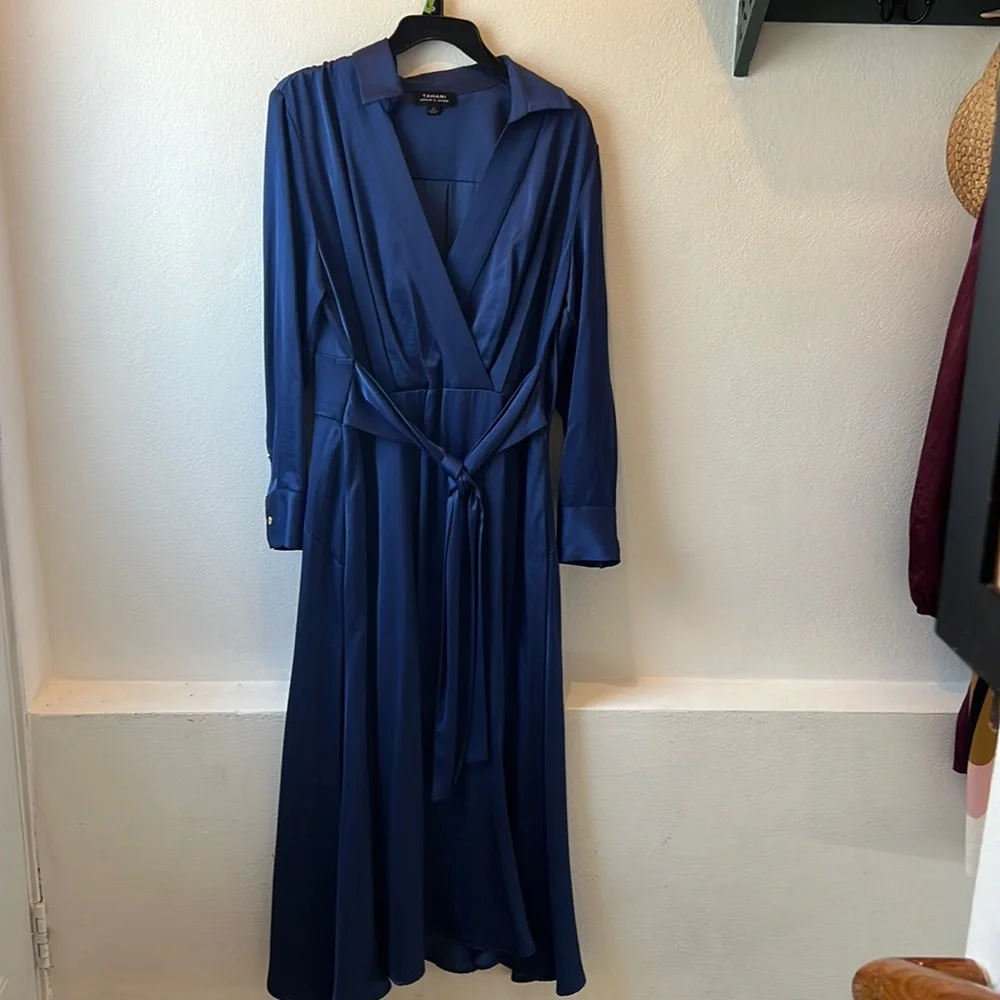 Tahari Periwinkle Wrap Dress - Picture 3 of 10